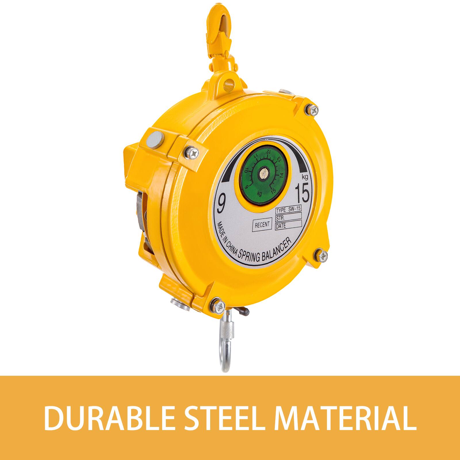 di 14 L  
4 kg 4 S  
15 4 9  
TYPE SW-15  
15 SIR  
RECENT DATE MADE  
2 CHINA  
SPRING BALANCER  
DURABLE STEEL MATERIAL
