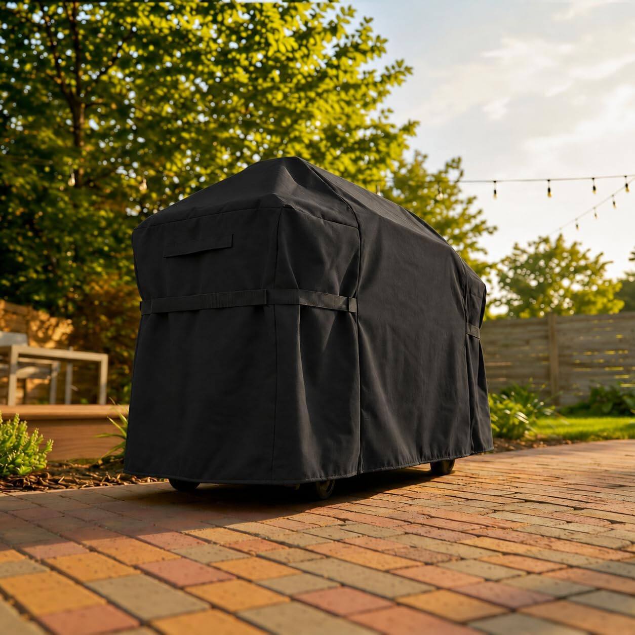 Alt View 3. KHOMO GEAR - Grill Cover 72 Inch Waterproof, Heavy Duty BBQ Gas Grill Cover with Air Vents and Tool Pocket - 72"W x 24"D x 51"H - Black.