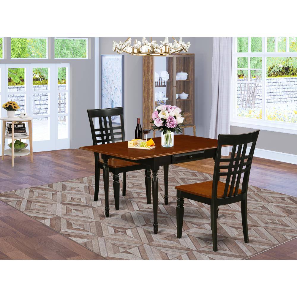 Angle. East West Furniture - Dining Room Set Black & Cherry - Brown.