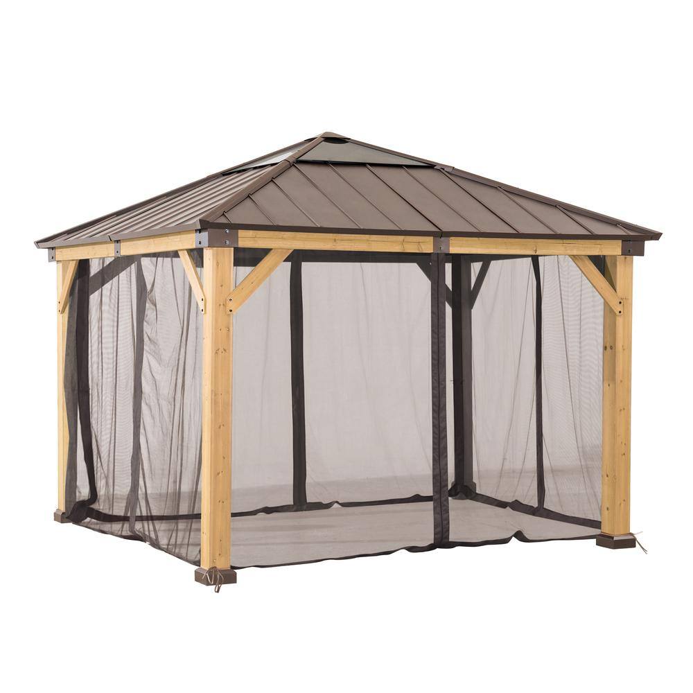 Alt View 2. SUNJOY - Universal Mosquito Netting for 9 × 9 ft Wood Framed Gazebos - Beige.