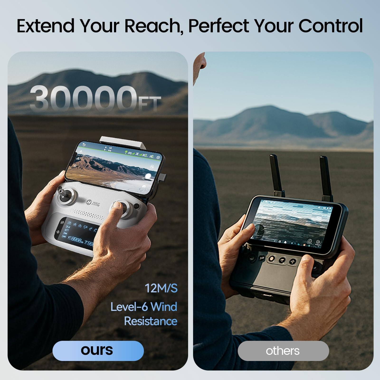 Extend Your Reach, Perfect Your Control

30000FT

12M/S Level-6 Wind Resistance

ours

others