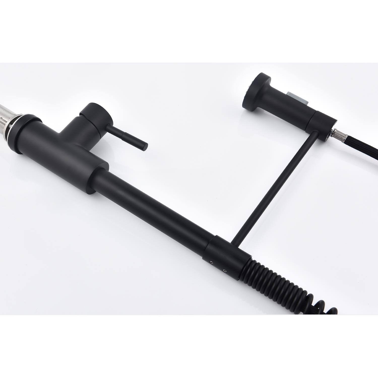 Alt View 2. APRILSOUL - Pull down Single Handle Spring Kitchen Faucet - Matte Black.