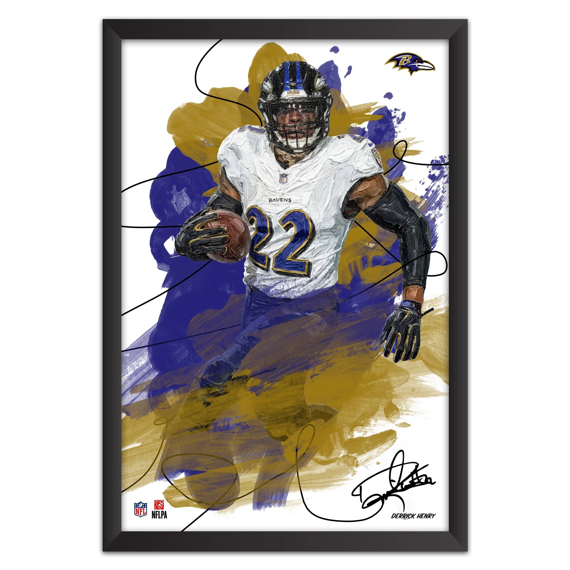Derrick Henry Baltimore Ravens 14" x 20" Brush Stroke Player Framed Art Print