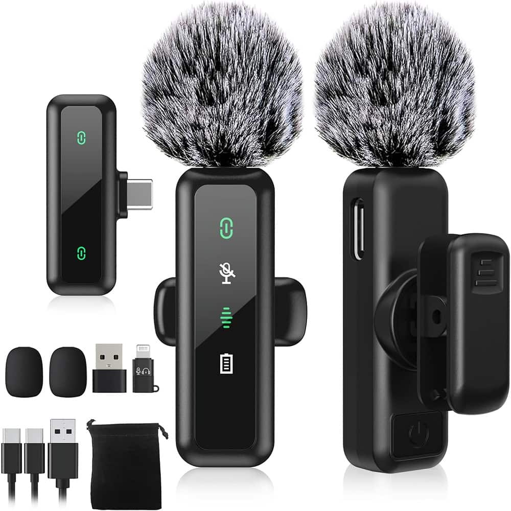 MOSZAR LLC - Wireless Lavalier Microphone for iPhone & Android – LED Noise-Canceling Mic