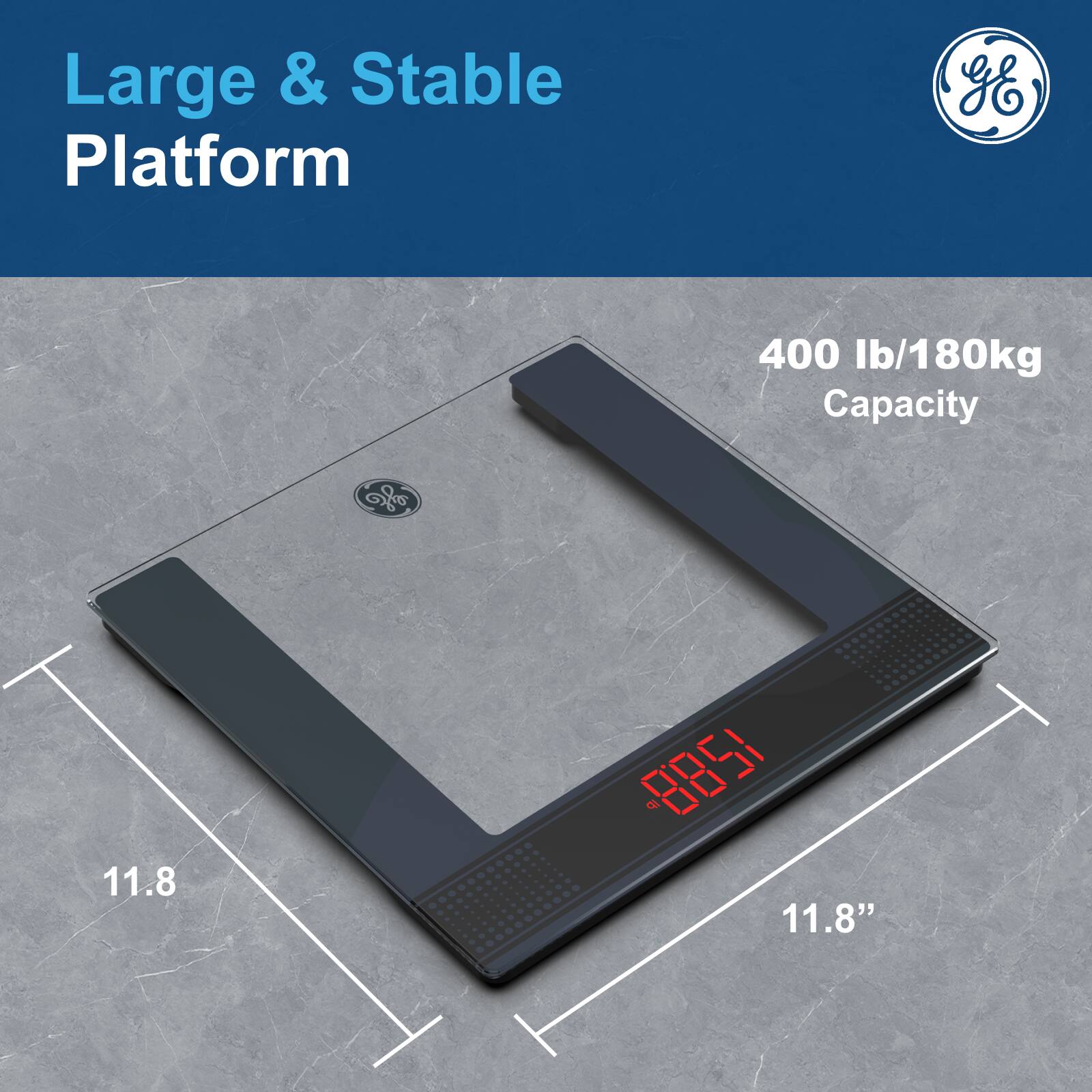 Large & Stable Platform

400 lb/180kg Capacity

11.8"

11.8"