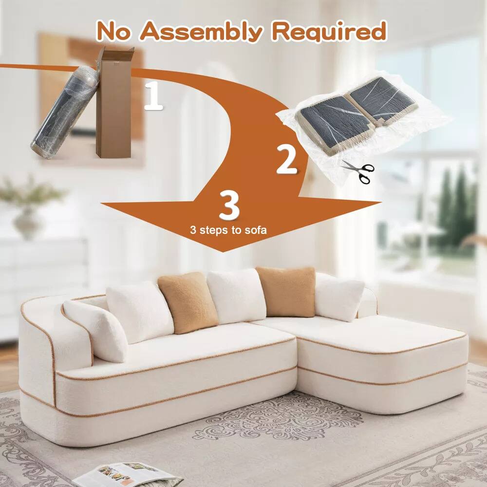 No Assembly Required

1. Unbox
2. Cut
3. 3 steps to sofa