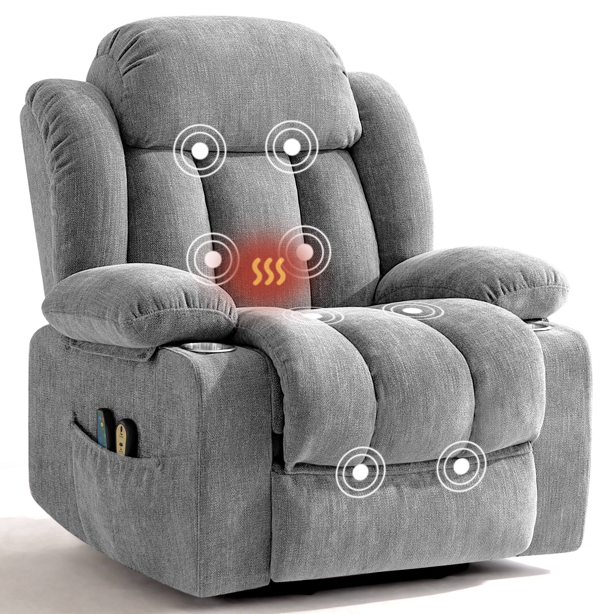 Alt View 6. KERDOM - Massage & Lumbar Heating Recliner Chair for Elderly, Oversized Power Lift Single Sofa with Cup Holder & Side Pocket - Grey.