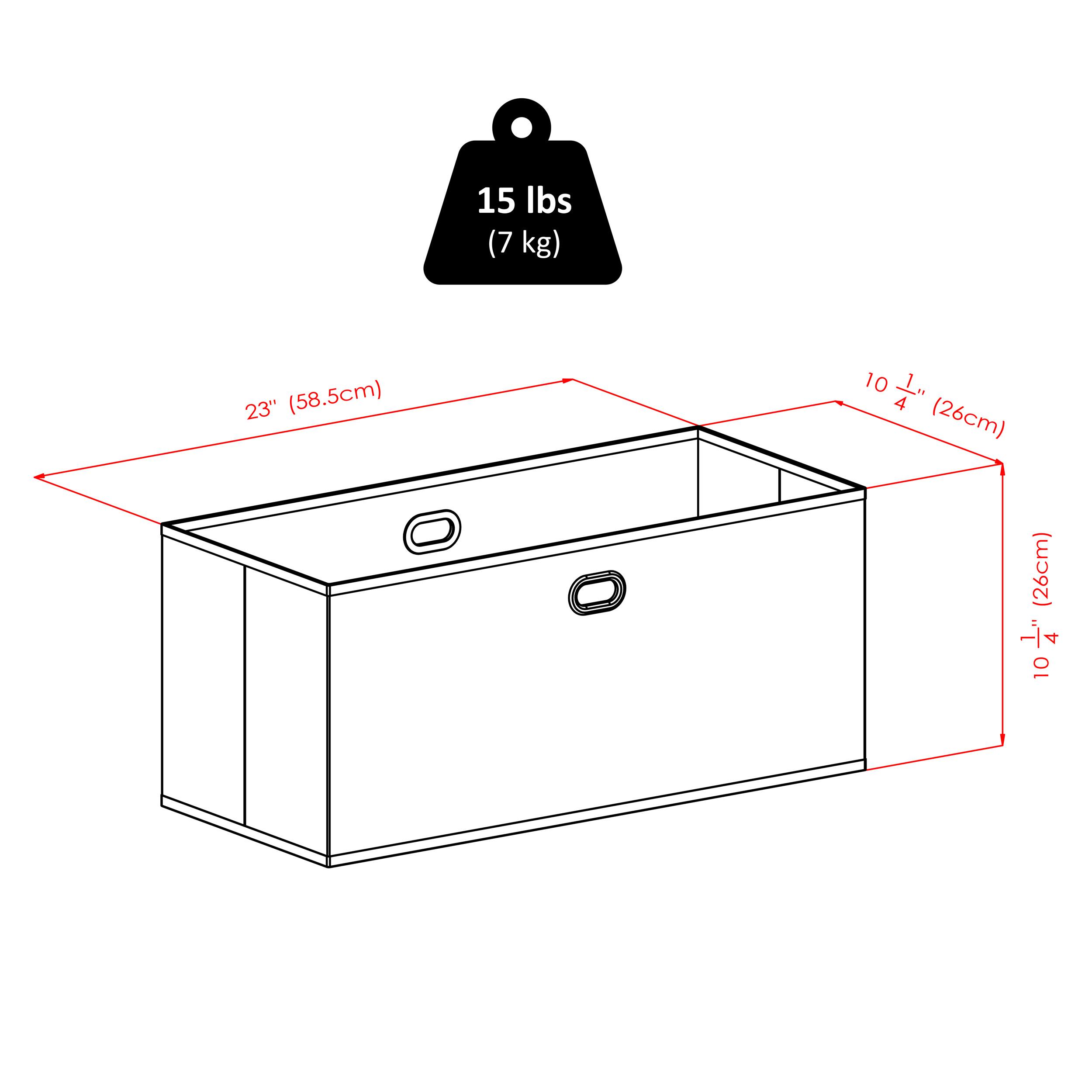 15 lbs (7 kg)  
23" (58.5cm)  
10 1/4" (26cm)  
10 1/4" (26cm)
