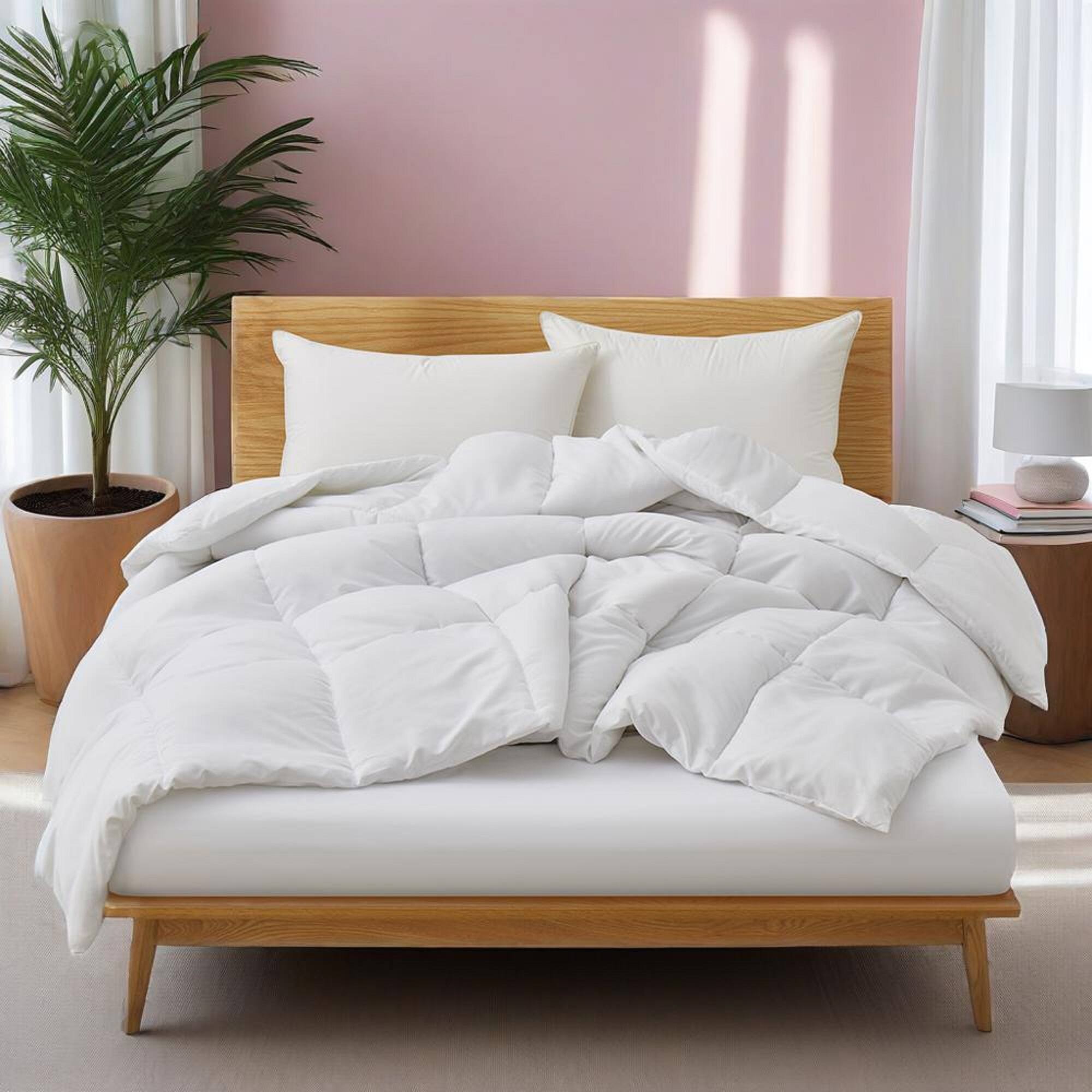 Left. Peace Nest - Peace Nest All Season Down Alternative Comforter Duvet Insert - White.