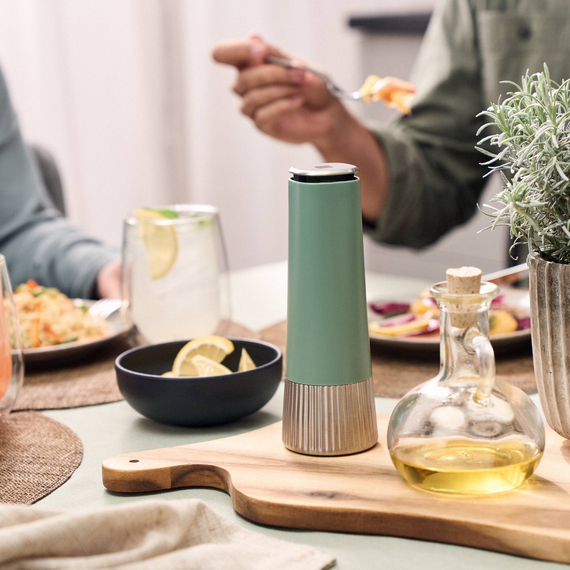 Alt View 1. ZWILLING - ZWILLING Spices Upside-Down Manual Spice Mill, Sage Green - Sage Green.