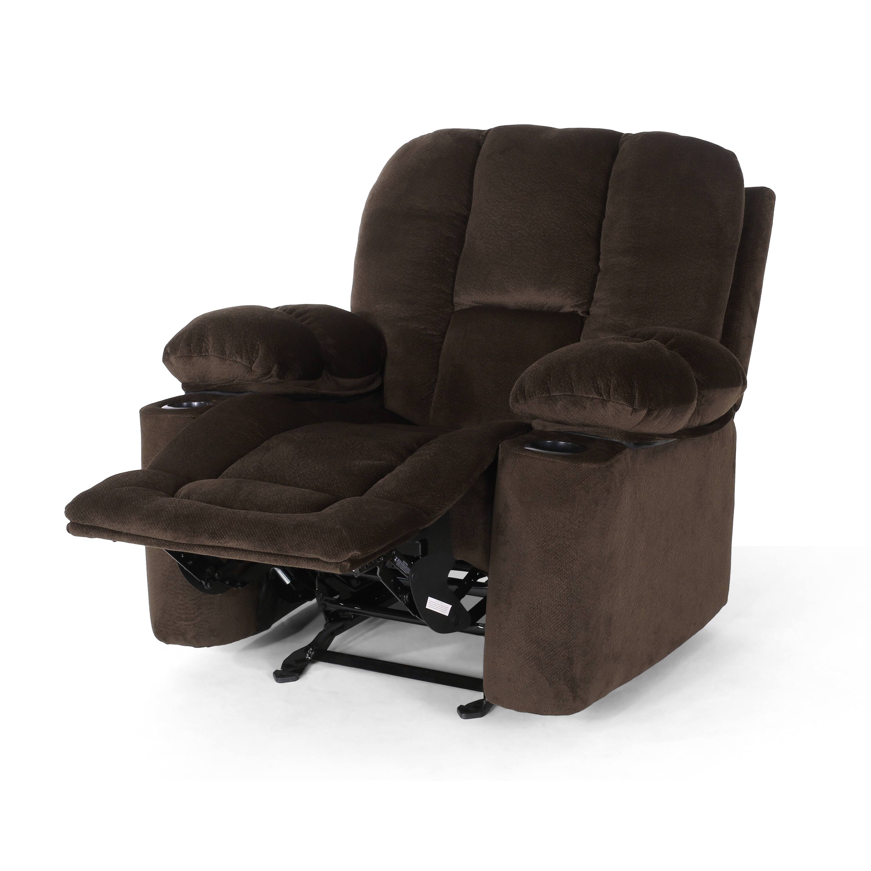 Alt View 5. TinyHomie - Luxurious Manual Recliner Chair in Chocolate with Skin Friendly Fabric and Dual Cup Holders - white.