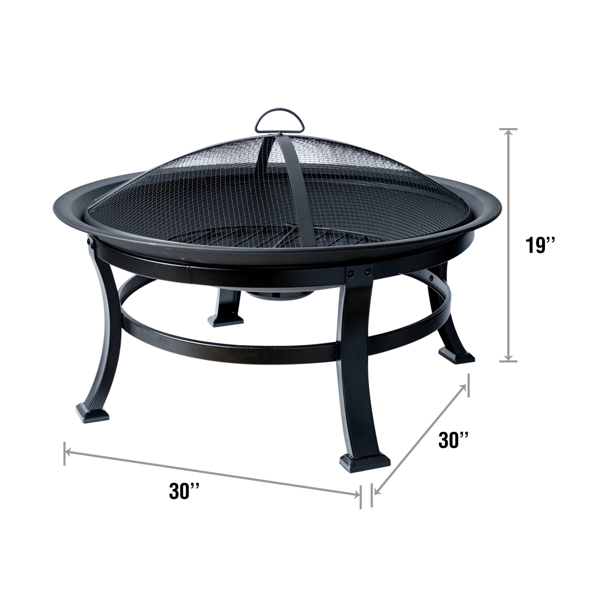 The text on the image reads "19" "30" "30" which indicates that the grill has a height of 19 inches and a diameter of 30 inches.