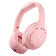 Front. TOZO - TOZO HT2 Wired & Wireless Hybrid Active Noise Cancelling Over-the-Ear Headphones, Foldable, Adjustable Headband, Switch - Pink.