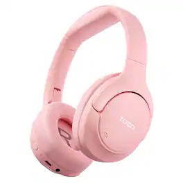 TOZO - HT2 Wired & Wireless Hybrid Active Noise Cancelling Over-the-Ear Headphones, Foldable, Adjustable Headband, Switch - Pink