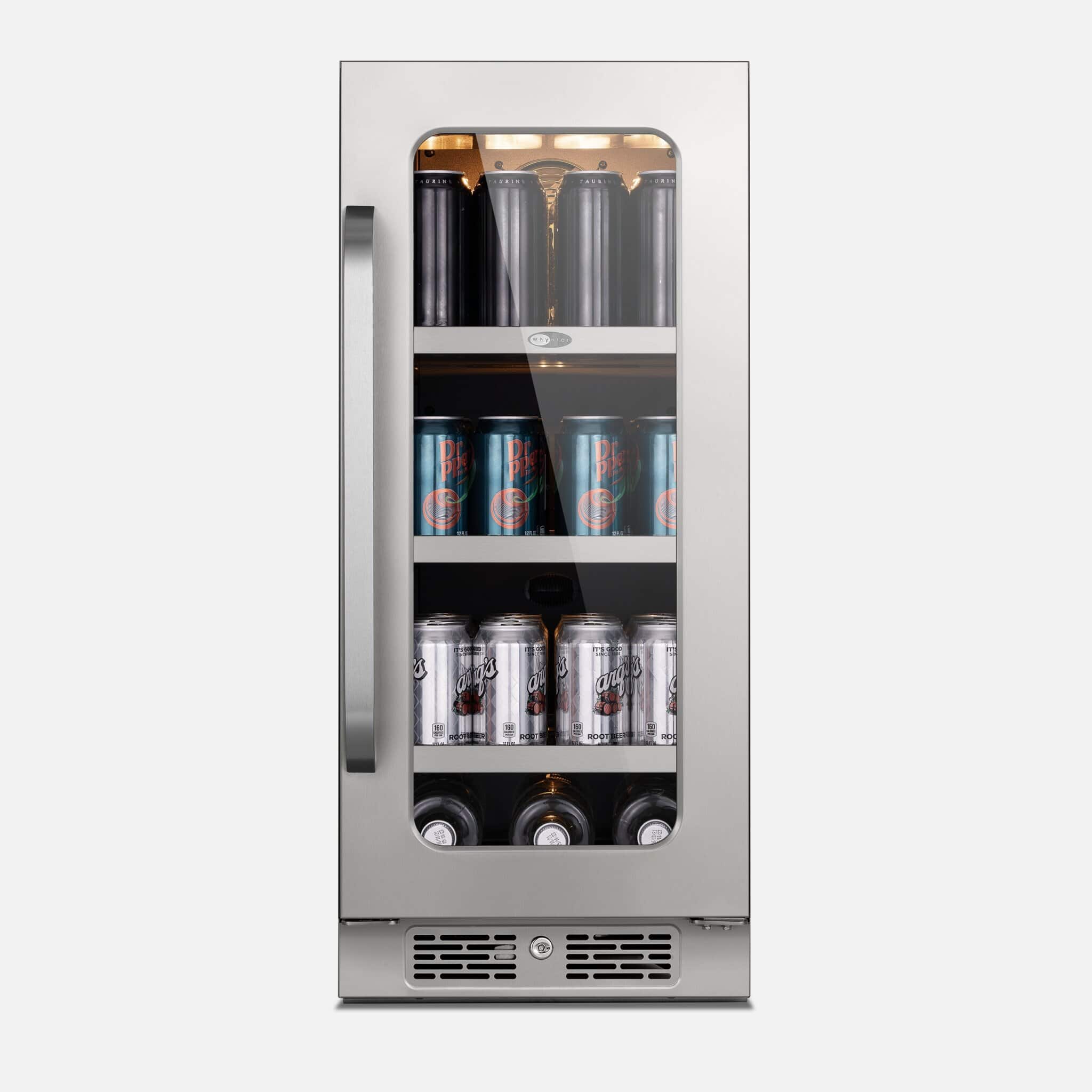 Whynter - BSR-080SB 15 inch Built-ln 80 Cans Undercounter Beverage Fridge with Reversible Door, Digital Conol - Stainless Steel
