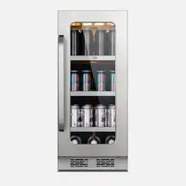 Whynter - BSR-080SB 15 inch Built-ln 80 Cans Undercounter Beverage Fridge with Reversible Door, Digital Conol - Stainless Steel