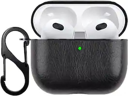 Entronix - Premium Leather Case for Apple AirPods Pro 1st and 2nd Generation - Black