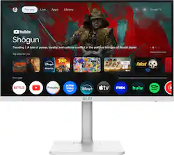 MSI - Modern MD272UPSW 27" FHD 60Hz ms Smart Monitor with HDR ready ,Built-in Speakers (DisplayPort, HDMI, USB-C ) - Matte White - Front_Zoom