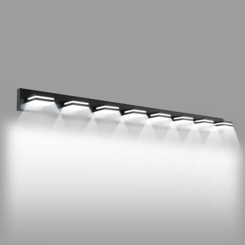 Alt View 2. LUCKY ONE - 8-Light Black LED Vanity Light, Wall Mount Sconce for Bathroom Mirror, Sleek Minimalist Design - Black.