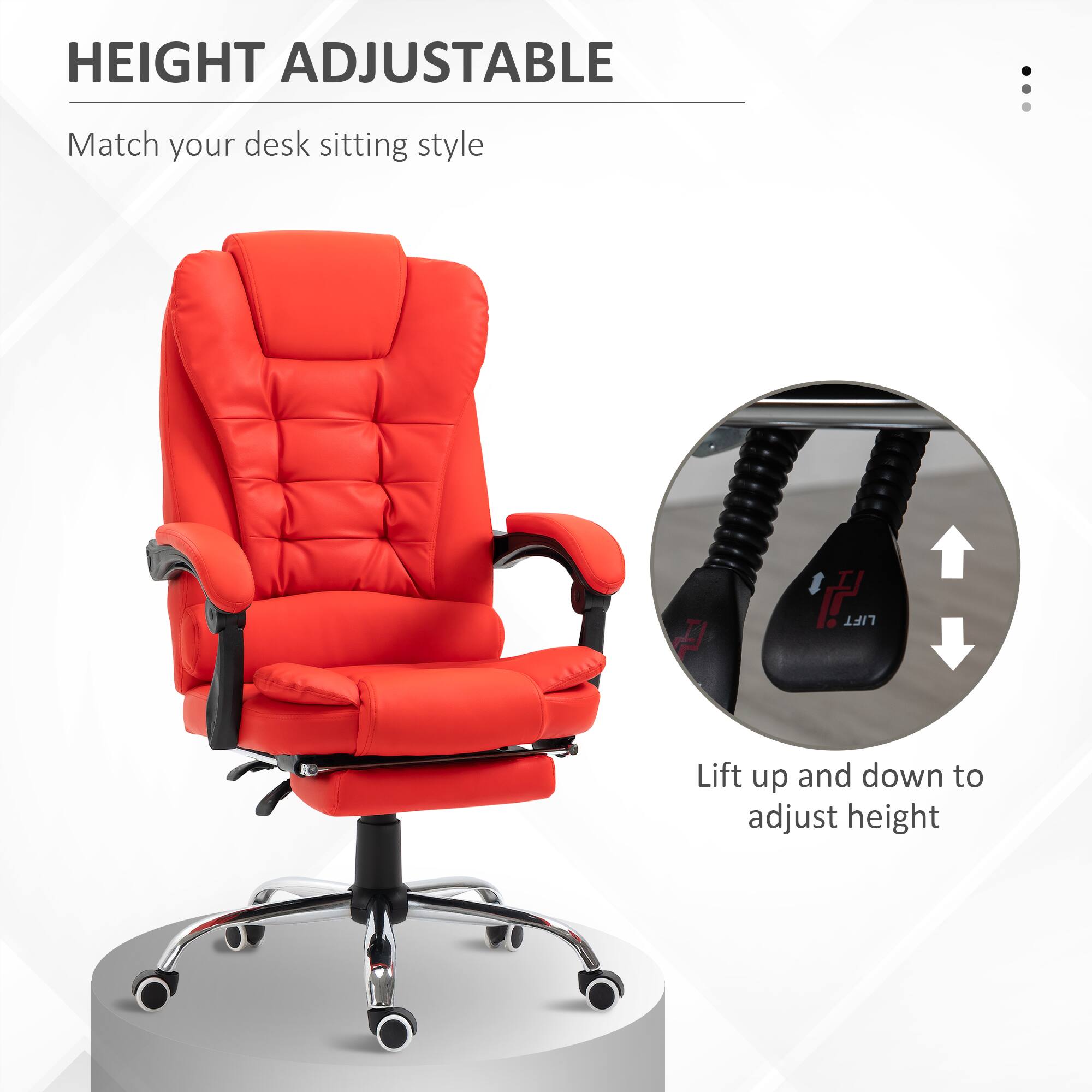 HEIGHT ADJUSTABLE  
Match your desk sitting style  

Lift up and down to adjust height