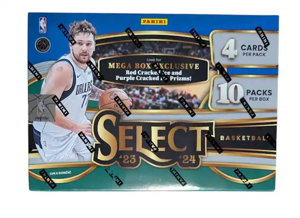 PANINI SELECT BASKETBALL '23 '24
4 CARDS PER PACK
10 PACKS PER BOX
Look for MEGA BOX EXCLUSIVE Red Cracked Ice and Purple Cracked Prisms!
LUKA DONCIC