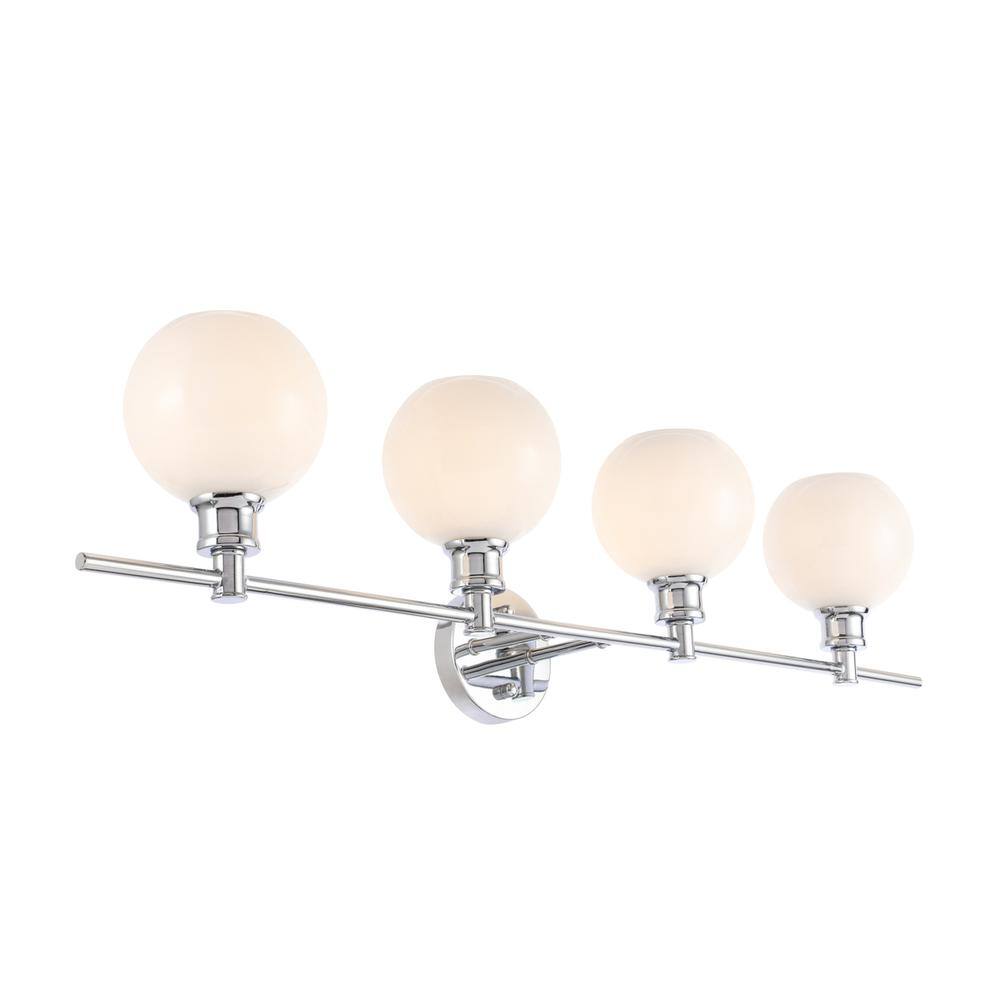 Alt View 4. Living District - Collier 4 light Chrome and Frosted white glass Wall sconce - Chrome And Frosted White Glass.