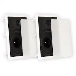 Theater Solutions by Goldwood - TS80W in Wall 8" Speakers Surround Sound Home Theater Pair - Paintable White