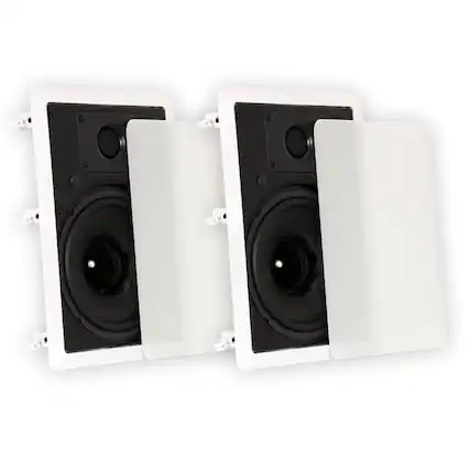 Front. Theater Solutions by Goldwood - TS80W in Wall 8" Speakers Surround Sound Home Theater Pair - Paintable White.