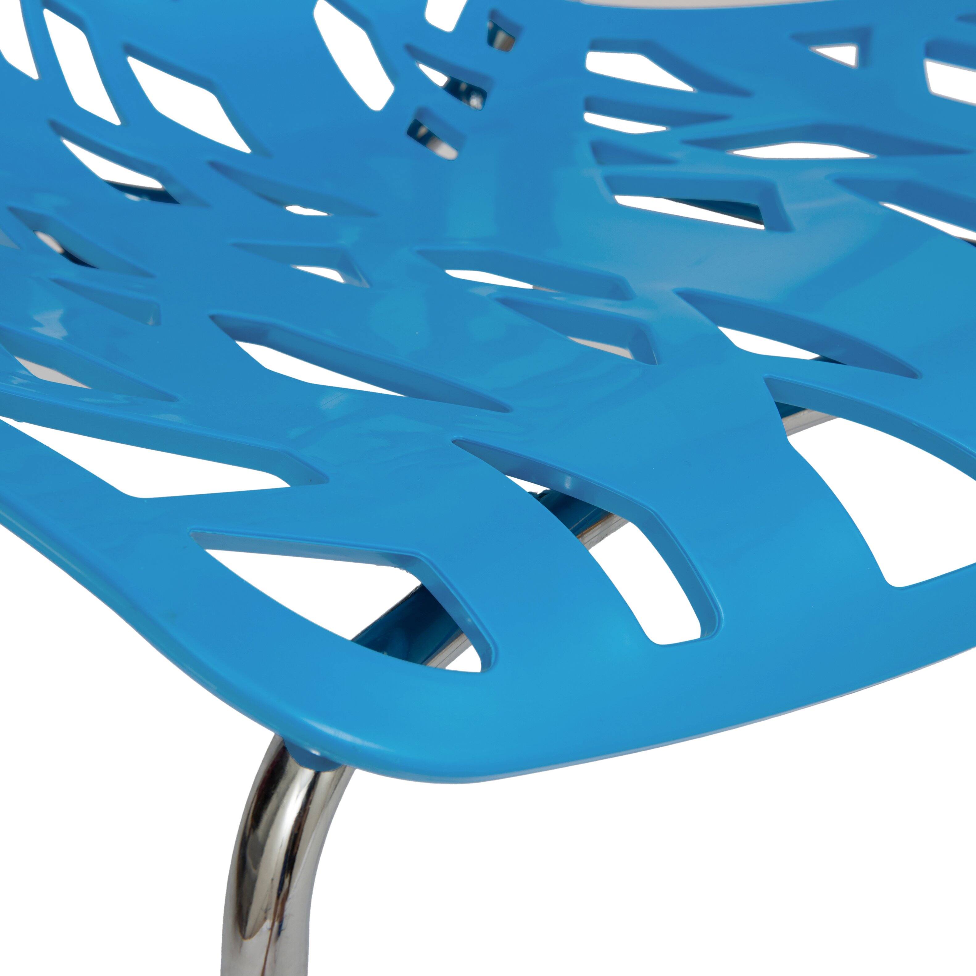 Alt View 7. LeisureMod - Asbury Stackable Modern Dining Chair with Cut Out Design and Chrome Legs Side Chair for Home Living Room - Blue.