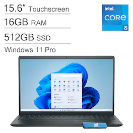 Dell - Inspiron 15 3530 15.6" Touchscreen Laptop - Intel Core i5 with 16GB Memory - 512GB SSD - Windows 11 Pro - Carbon Black