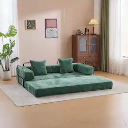 Roomtec - Floor CouchCompression SofaConvertible Floor Sofa Bedwith Pillow Back Support ArmrestComfy Futon Couch Lounge Sleeper - Green