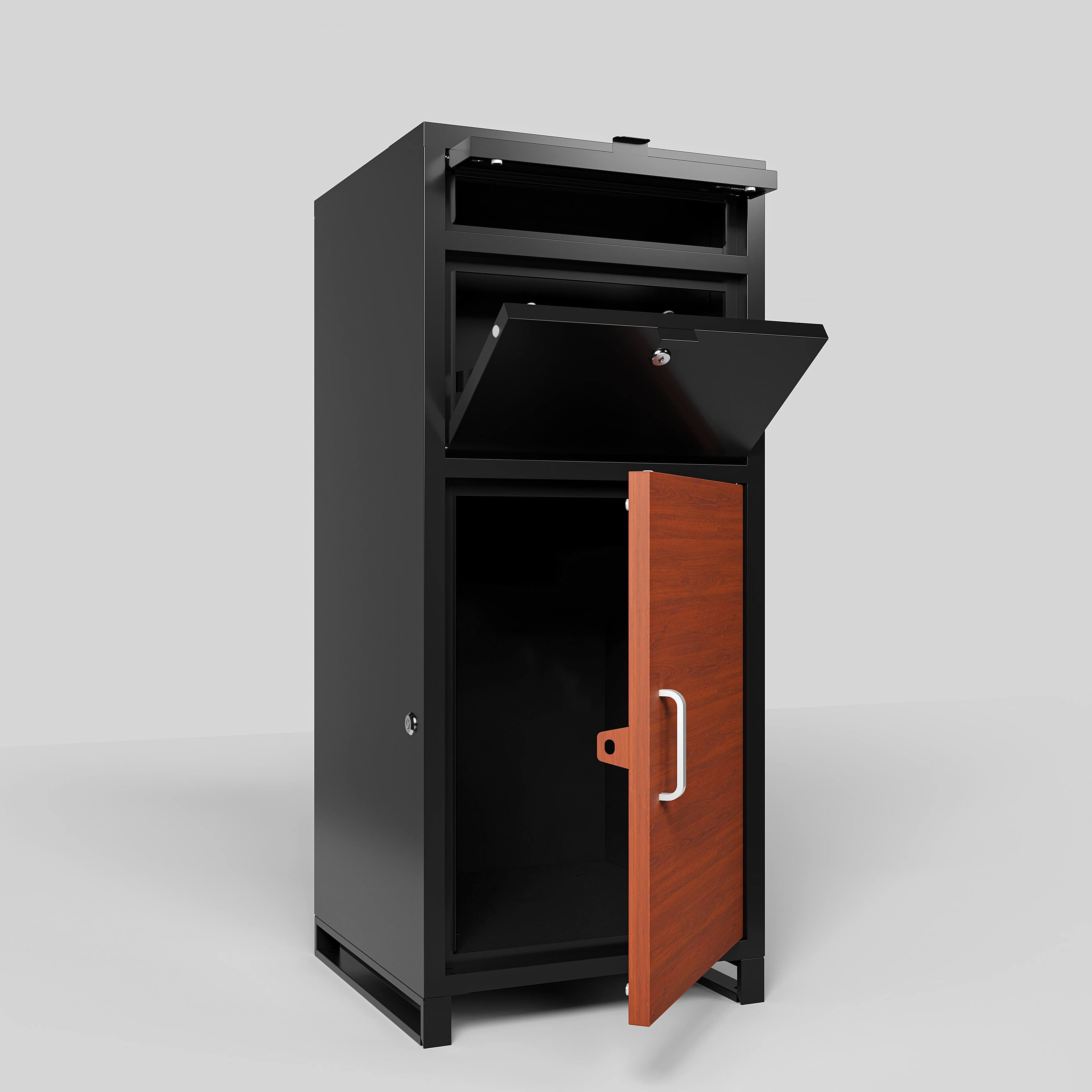 Back. Lycvki - Outdoor Parcel Drop Box with Mechanical Lock Floor Standing Courier Locker.