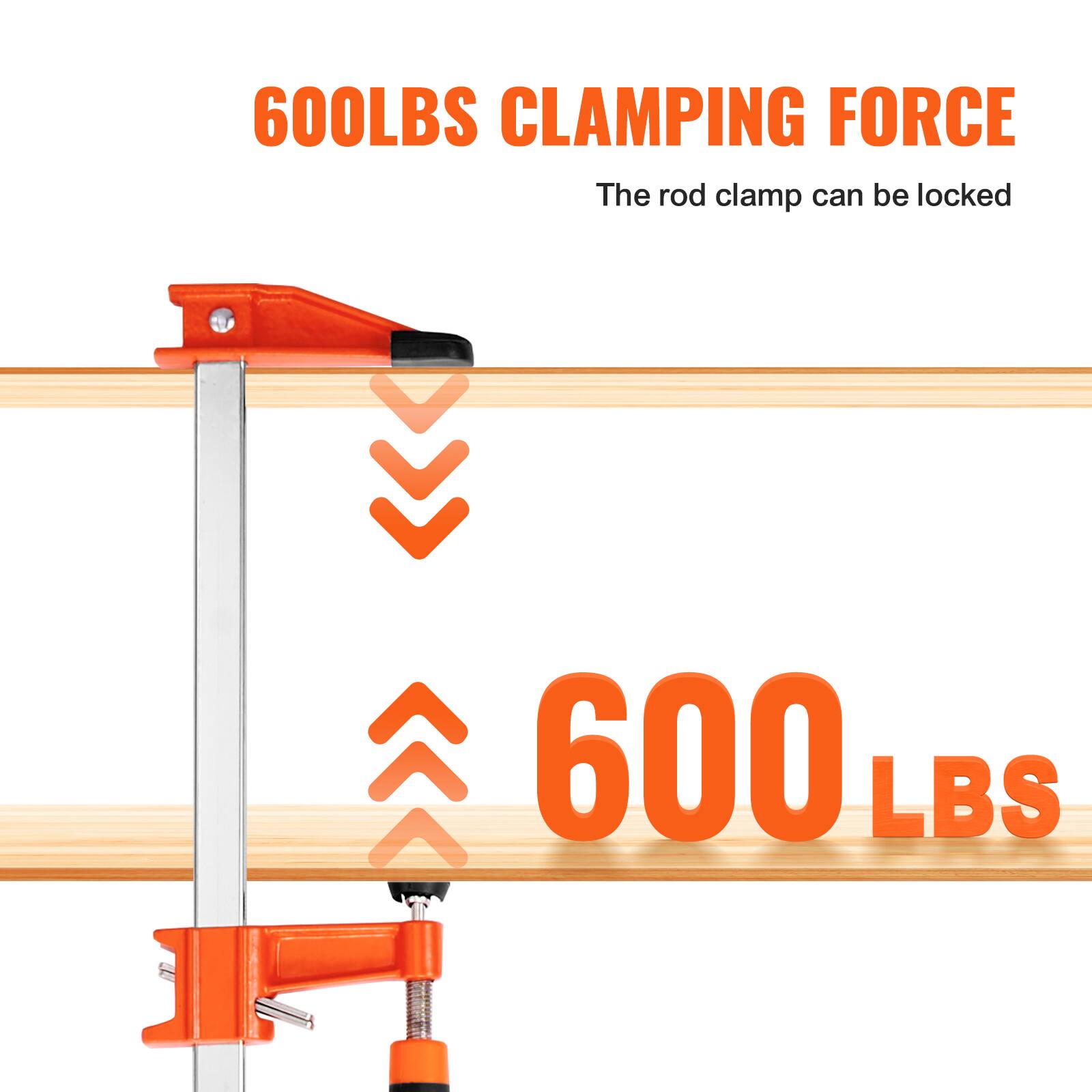 600LBS CLAMPING FORCE  
The rod clamp can be locked  

600 LBS