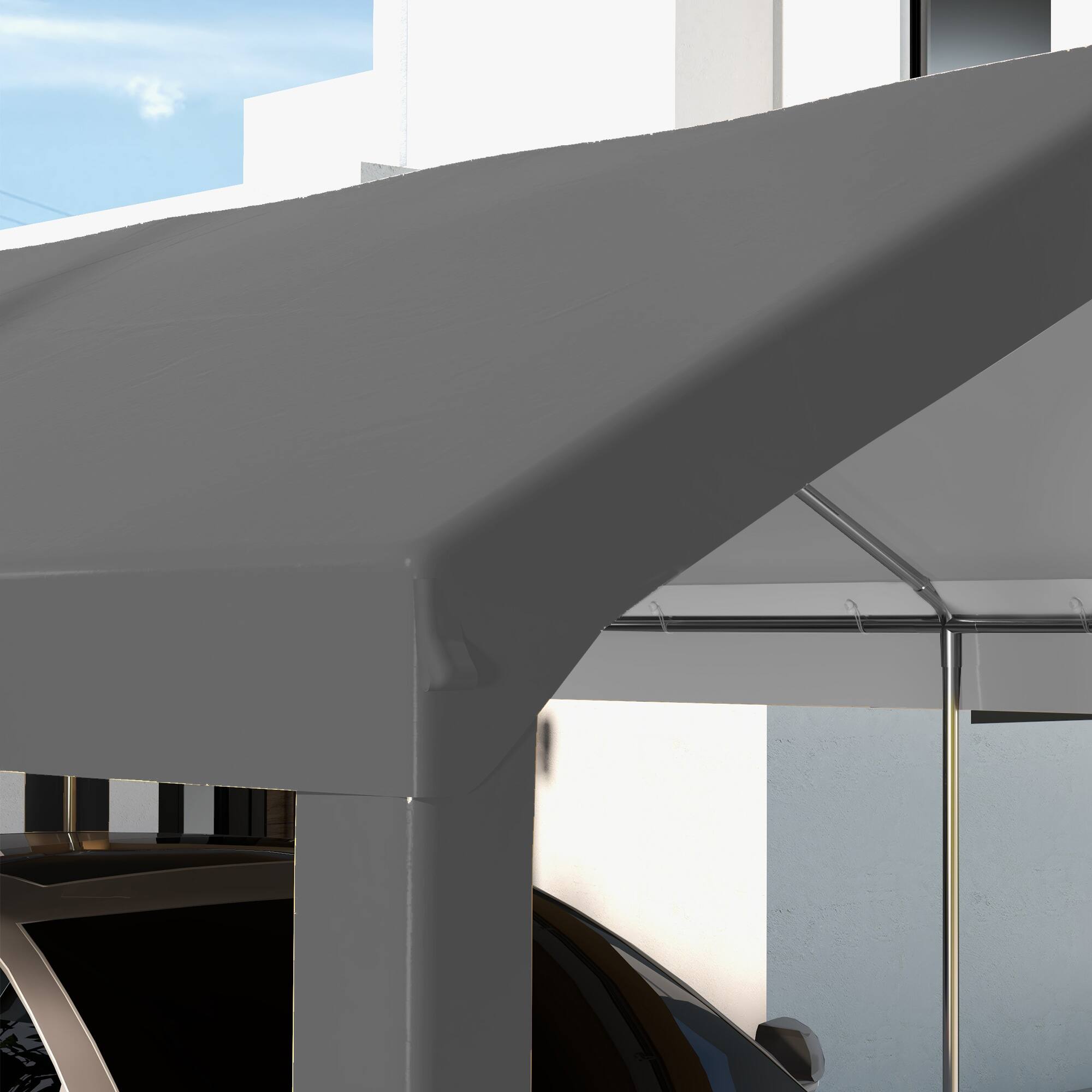 Alt View 4. Outsunny - 10' x 20' Carport Replacement Top Canopy Cover, UV and Water Resistant Portable Garage Shelter Cover - Dark Gray.