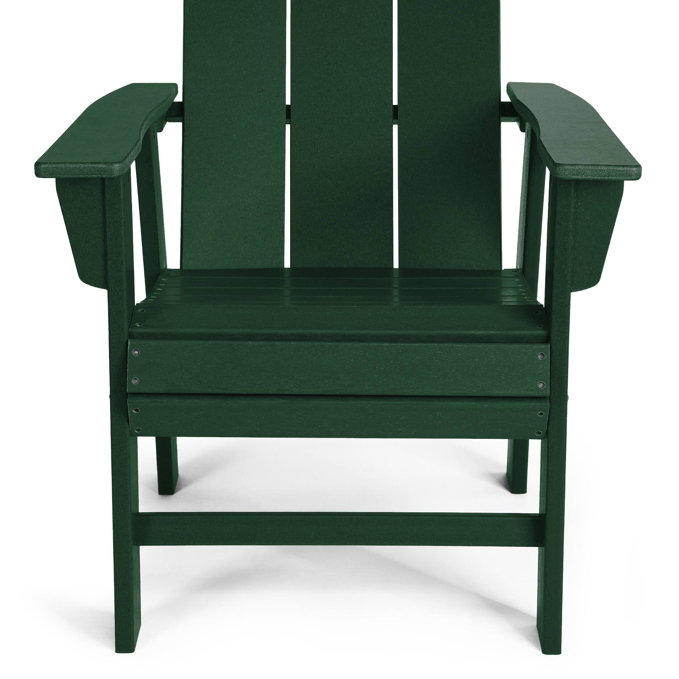 Alt View 4. WestinTrends - WestinTrends Ashore Outdoor Patio HDPE Plastic Modern Adirondack Dining Chair - Dark Green.
