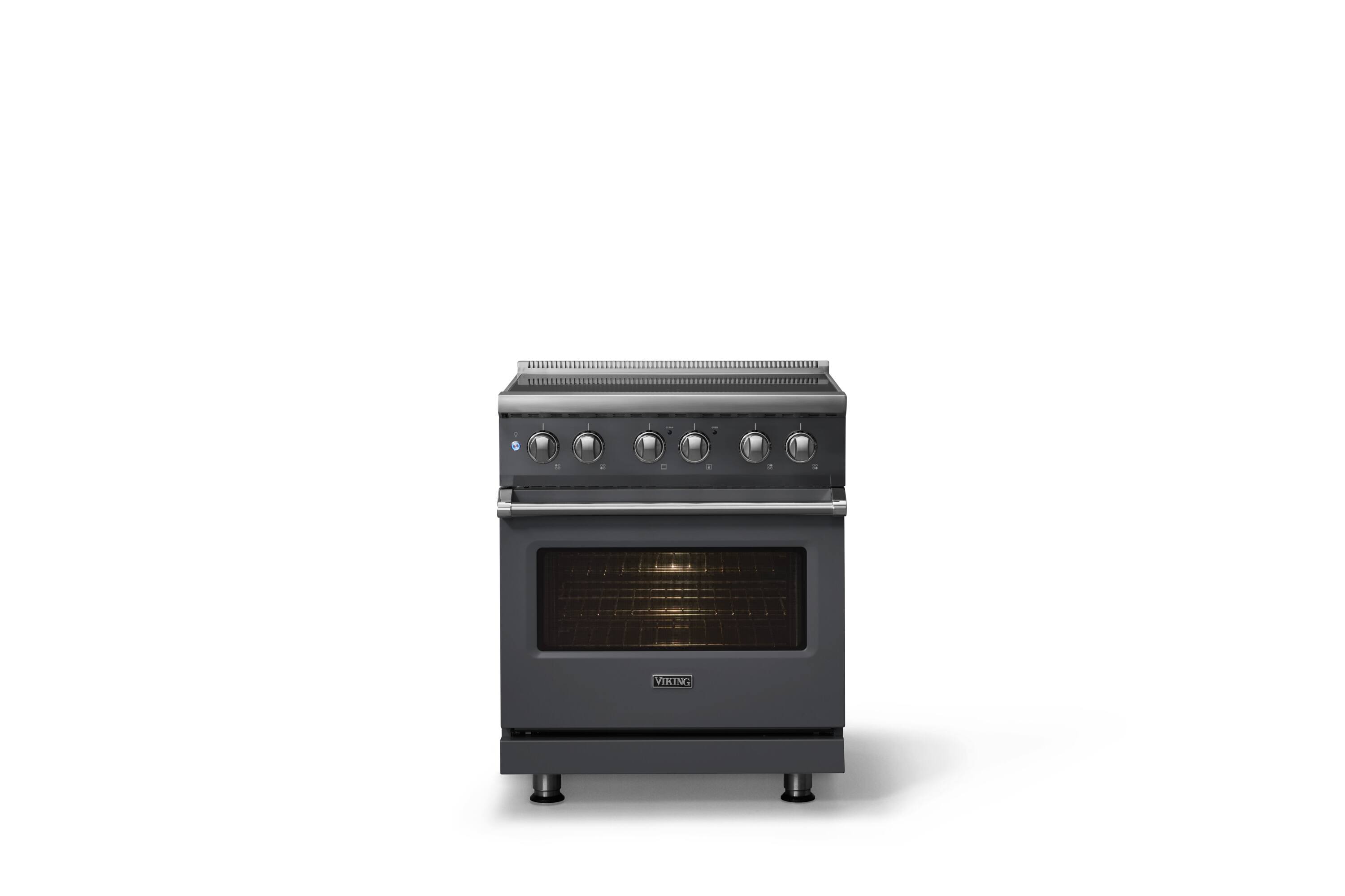 Alt View 1. Viking - 30 in. Wide 4 Elements Pro 5 Series 4.7 Cu. Ft. Freestanding Induction Convection Range - Cast Black - Cast Black.