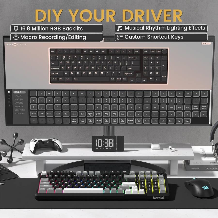 Current Driver Set Shotcut Key Womier Redragon K742 Wireless 98% Mechanical Gaming Keyboard with ...