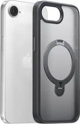 TORRAS - Ostand Q3 Spin 360 Spin Case for Apple iPhone 17e & 16e - Matte Protective Slim Cover with Rotating Magnetic Stand - Black