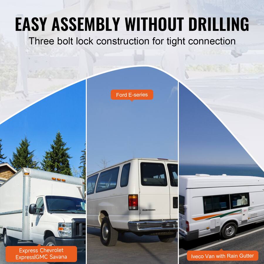Bycd VEVOR Van Roof Ladder Rack, 3 Bars Alloy Steel Roof Racks, 750 LBS ...