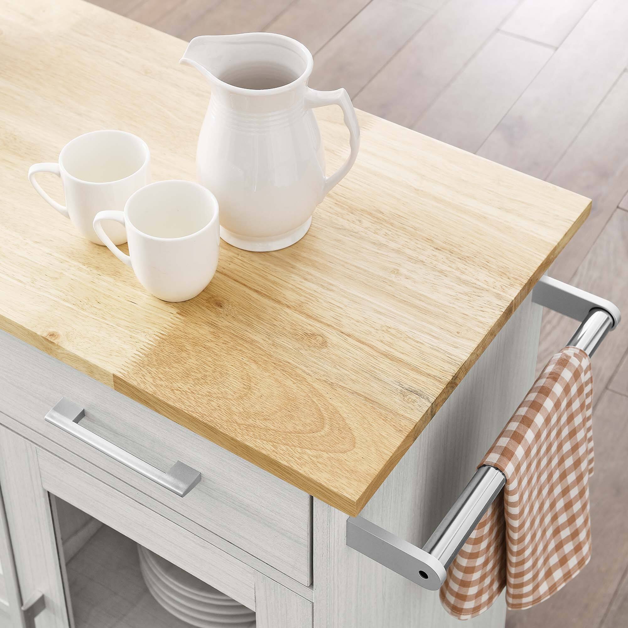 Alt View 1. Modway - Culinary Kitchen Cart With Towel Bar by Modway - White Natural.