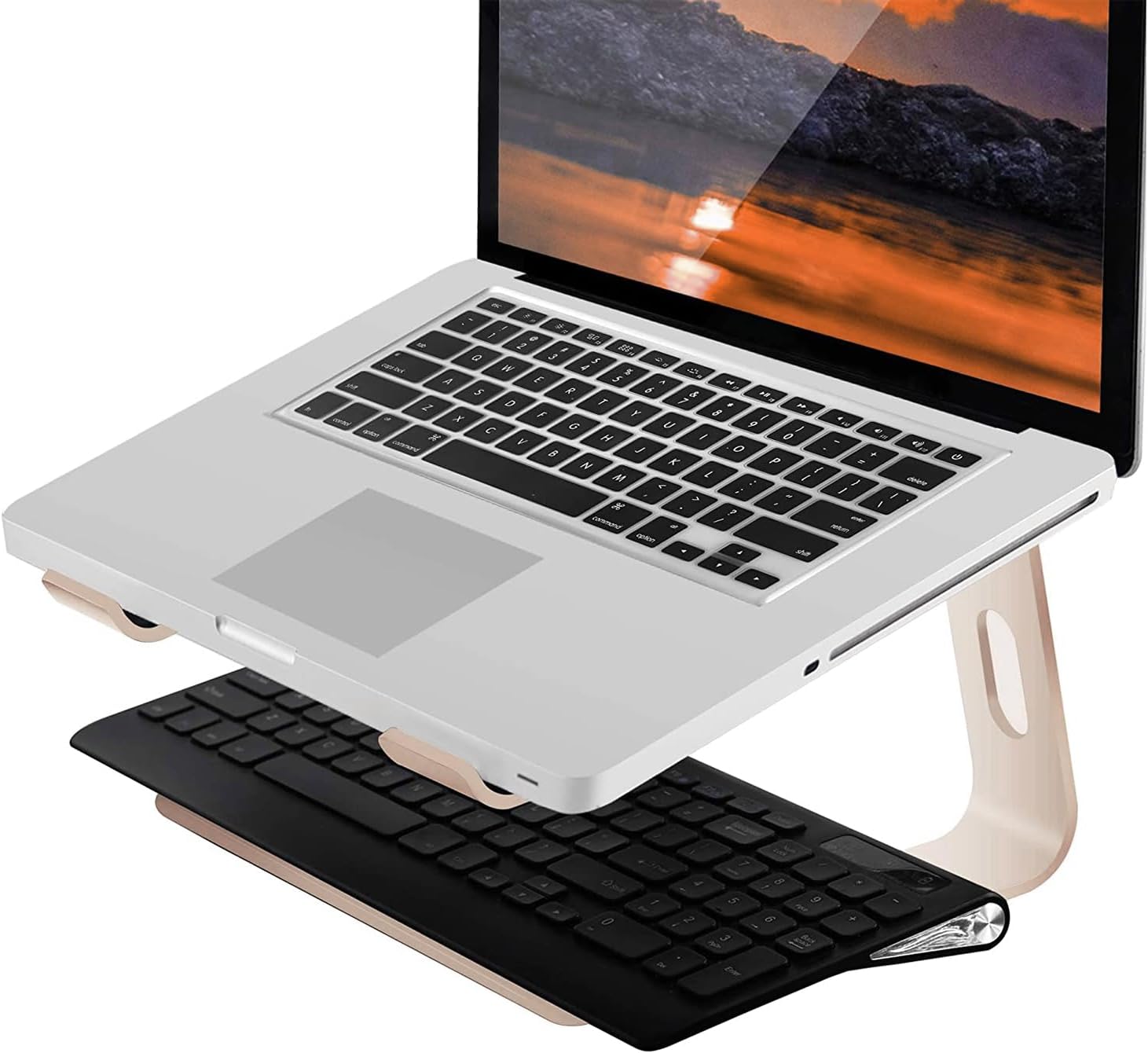 Angle. ACJPR - Aluminum Laptop Stand Riser, Ergonomic Holder, Gold, 10–15.6" Laptops - E-Gold.