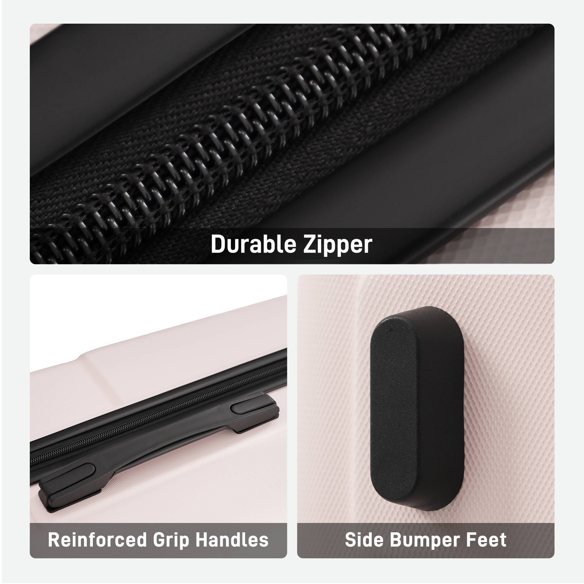 Durable Zipper  
Reinforced Grip Handles  
Side Bumper Feet