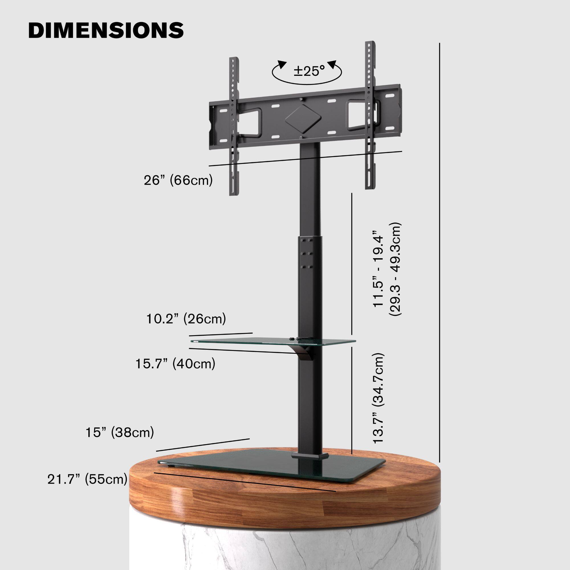 DIMENSIONS

- 26" (66cm)
- 10.2" (26cm)
- 15.7" (40cm)
- 15" (38cm)
- 11.5" - 19.4" (29.3 - 49.3cm)
- 13.7" (34.7cm)
- 21.7" (55cm)