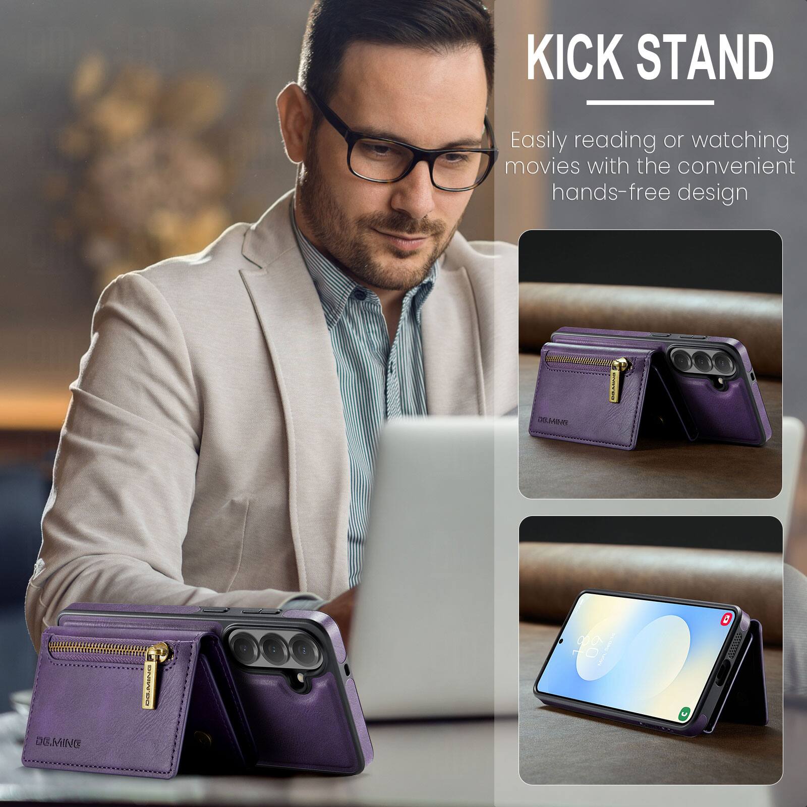KICK STAND  
Easily reading or watching movies with the convenient hands-free design  
DC.MING