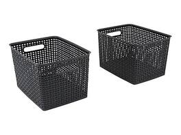 Advantus - Large Weave Plastic Bin, 2/Pack (AVT40328) - Black