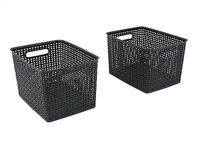 Front. Advantus - Advantus Large Weave Plastic Bin, Black, 2/Pack (AVT40328) - Black.