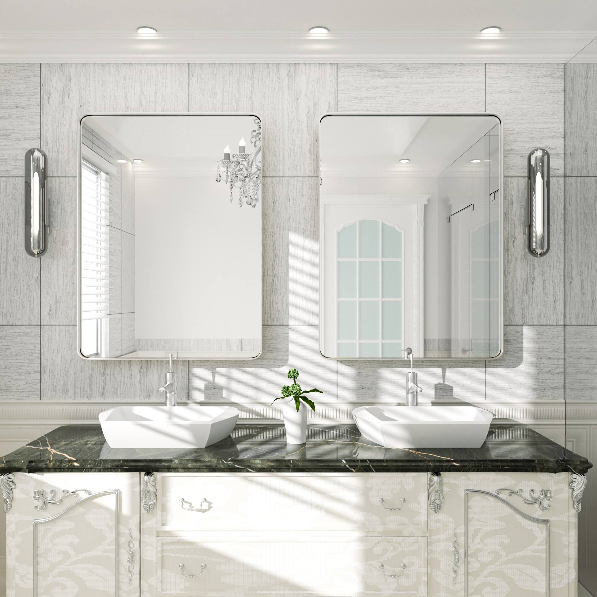 Alt View 1. PAIHOME - Classic Stainless Steel Rectangular Wall Mirror - Waterproof and Rustproof Bathroom Mirrors Modern Mirror - Sliver-16x24 Inch.