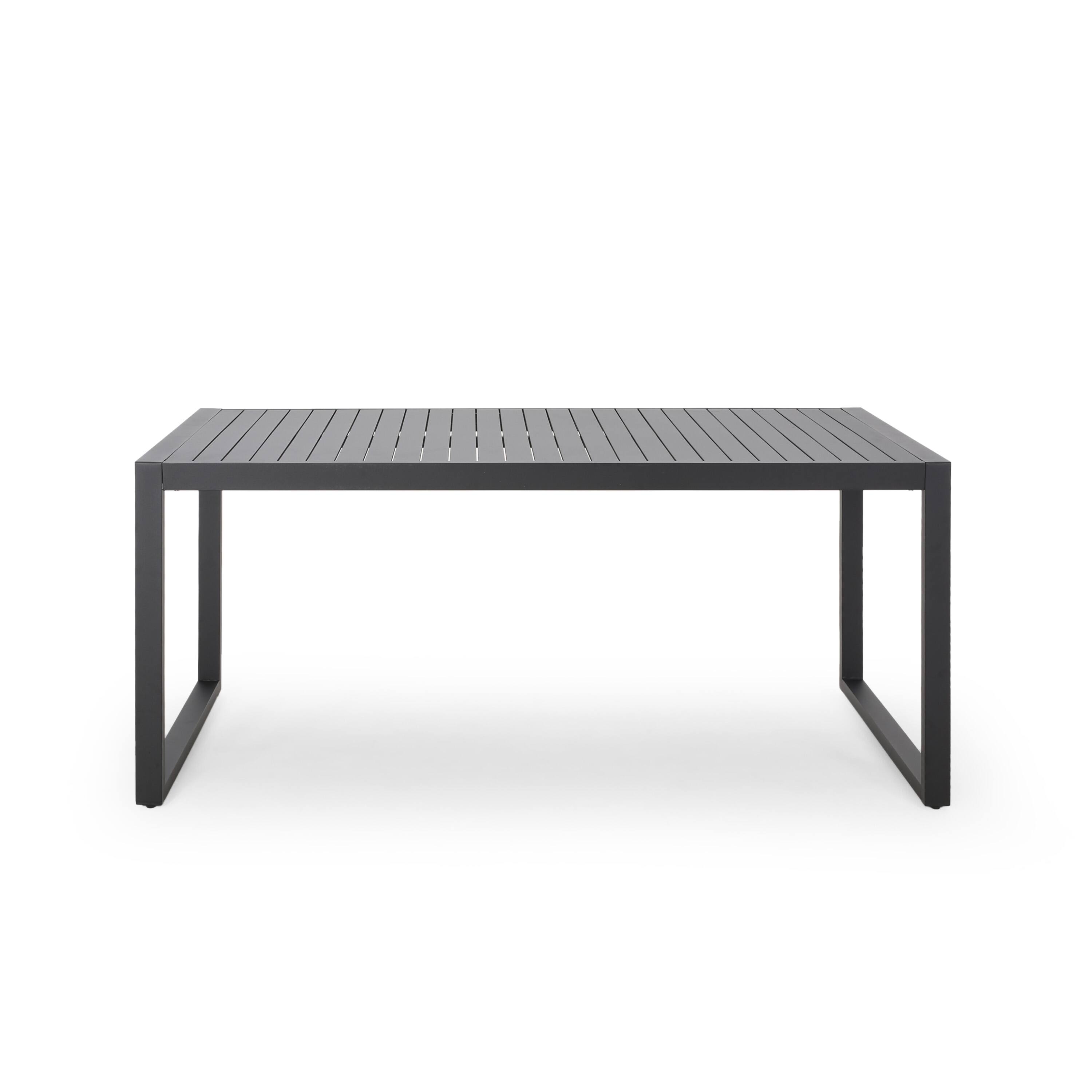 Angle. APRILSOUL - Outdoor Aluminum Dining Table Black - Black.
