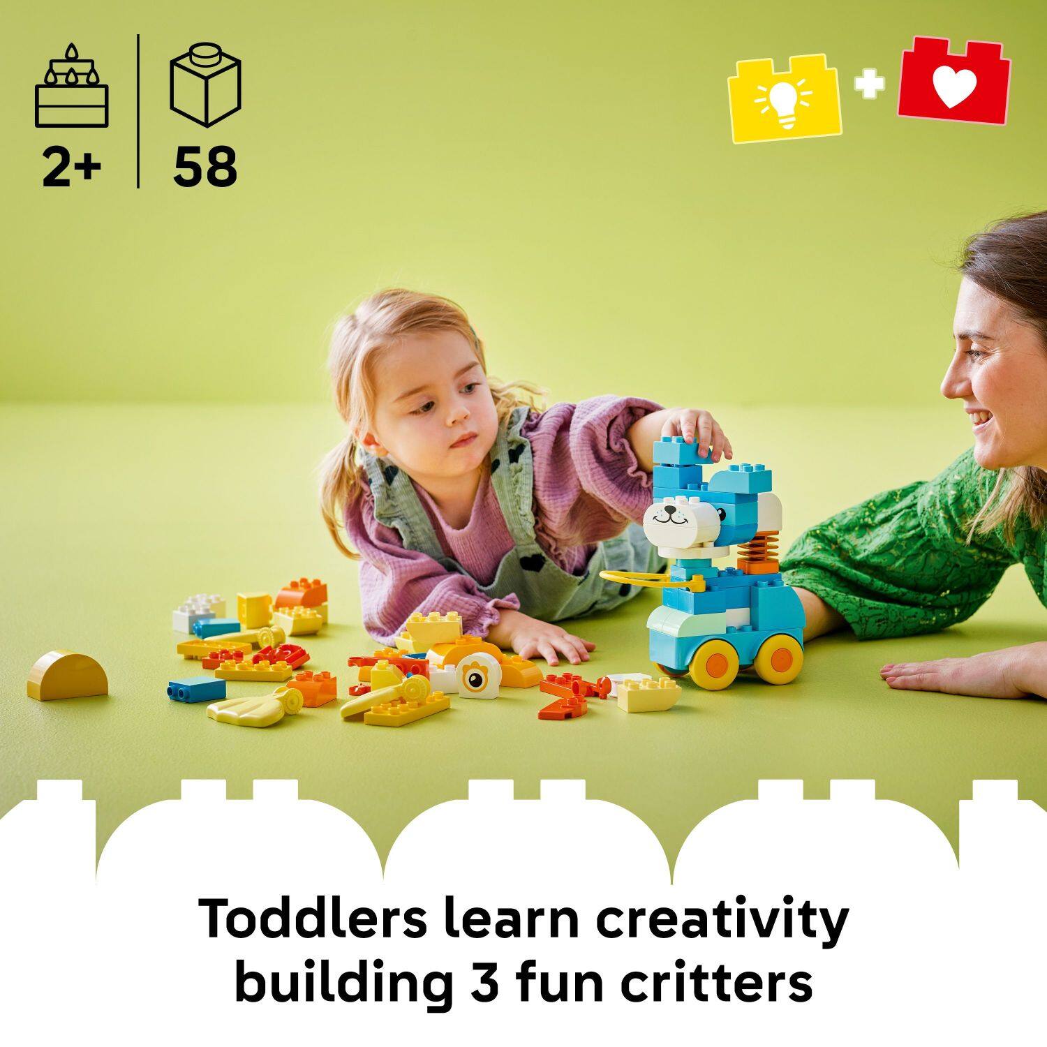 2+ 58 Toddlers learn creativity building 3 fun critters