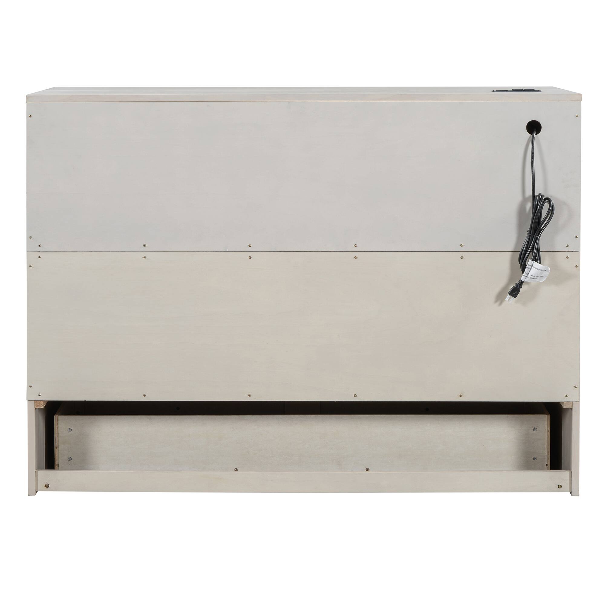 Alt View 4. Tiramisubest - Full Size Murphy Bed, Brushed White, Plywood, w/ Large Drawers & USB Ports - White.